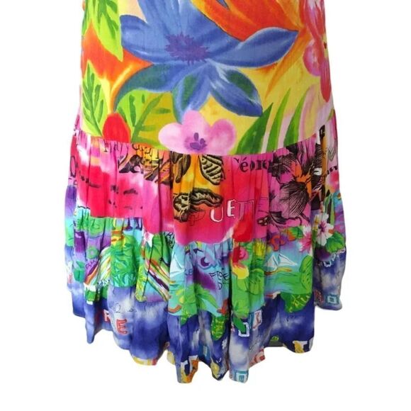 Jams World VTG 90s Bright Tropical Floral Hattie Mini Dress Small - Picture 12 of 13